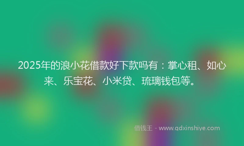 2025年的浪小花借款好下款吗有：掌心租、如心来、乐宝花、小米贷、琉璃钱包等。