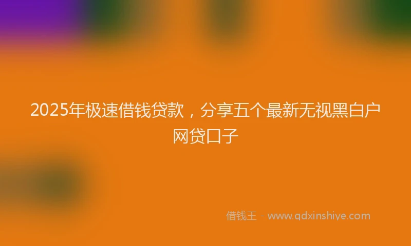 2025年极速借钱贷款，分享五个最新无视黑白户网贷口子