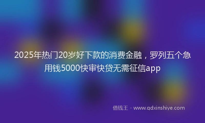 2025年热门20岁好下款的消费金融，罗列五个急用钱5000快审快贷无需征信app