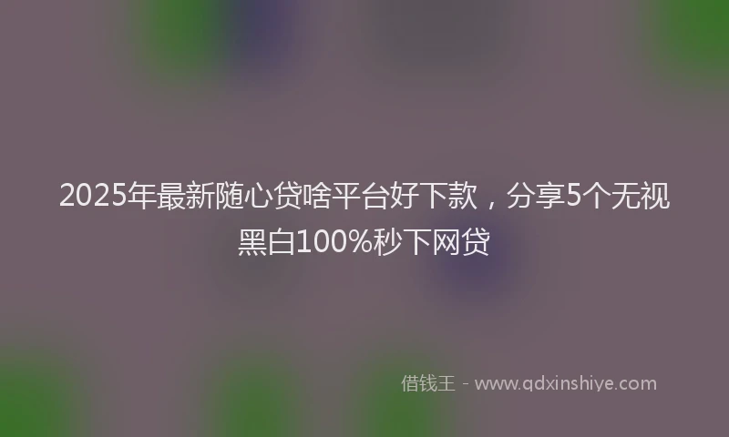 2025年最新随心贷啥平台好下款，分享5个无视黑白100%秒下网贷