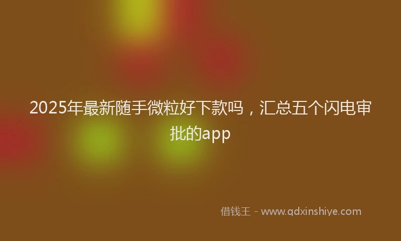 2025年最新随手微粒好下款吗，汇总五个闪电审批的app