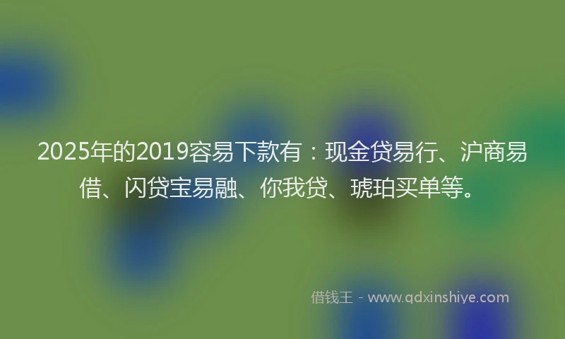2025年的2019容易下款有：现金贷易行、沪商易借、闪贷宝易融、你我贷、琥珀买单等。
