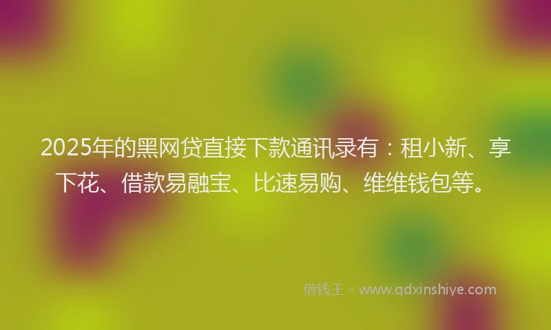 2025年的黑网贷直接下款通讯录有：租小新、享下花、借款易融宝、比速易购、维维钱包等。