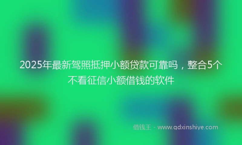 2025年最新驾照抵押小额贷款可靠吗，整合5个不看征信小额借钱的软件