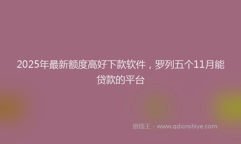 2025年最新额度高好下款软件，罗列五个11月能贷款的平台