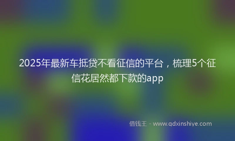 2025年最新车抵贷不看征信的平台，梳理5个征信花居然都下款的app