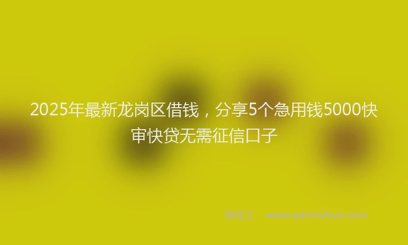 2025年最新龙岗区借钱，分享5个急用钱5000快审快贷无需征信口子