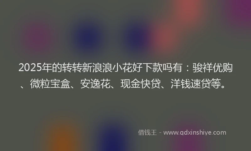 2025年的转转新浪浪小花好下款吗有：骏祥优购、微粒宝盒、安逸花、现金快贷、洋钱速贷等。