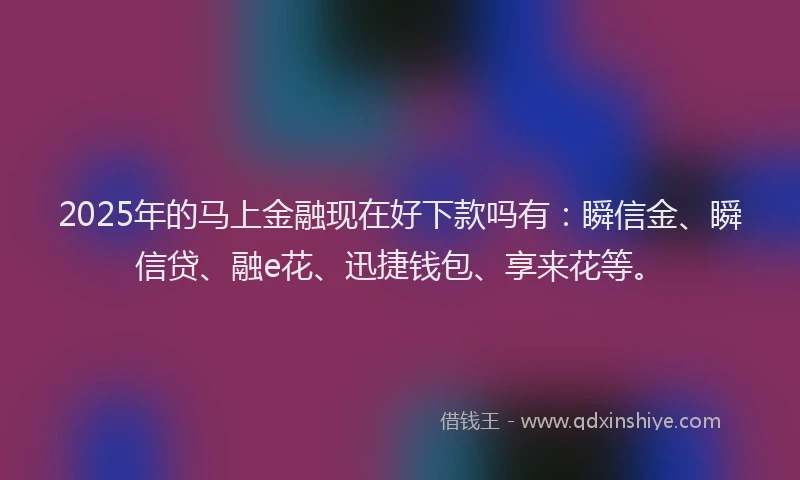2025年的马上金融现在好下款吗有：瞬信金、瞬信贷、融e花、迅捷钱包、享来花等。