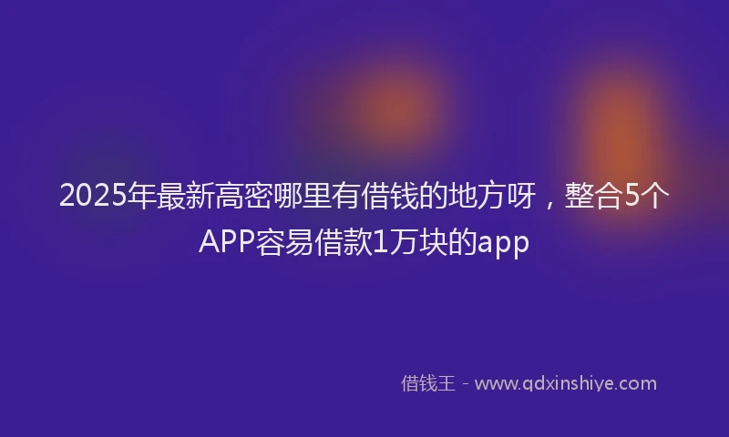 2025年最新高密哪里有借钱的地方呀，整合5个APP容易借款1万块的app