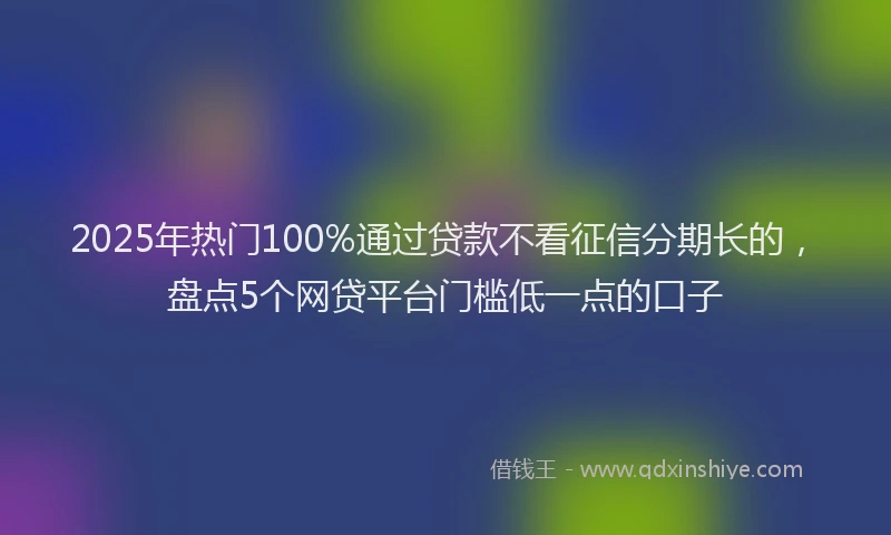 2025年热门100%通过贷款不看征信分期长的，盘点5个网贷平台门槛低一点的口子
