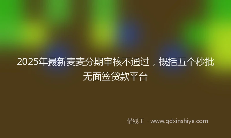 2025年最新麦麦分期审核不通过，概括五个秒批无面签贷款平台