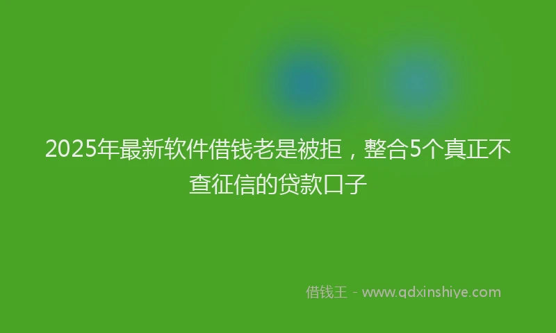 2025年最新软件借钱老是被拒，整合5个真正不查征信的贷款口子
