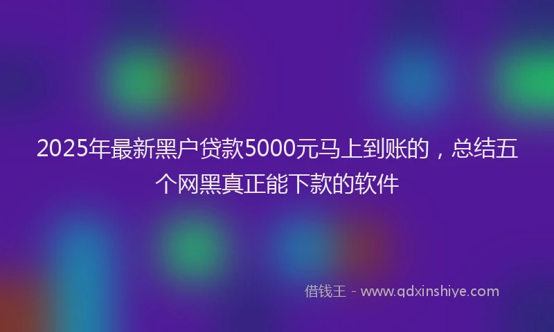 2025年最新黑户贷款5000元马上到账的，总结五个网黑真正能下款的软件