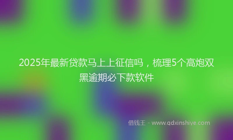 2025年最新贷款马上上征信吗，梳理5个高炮双黑逾期必下款软件