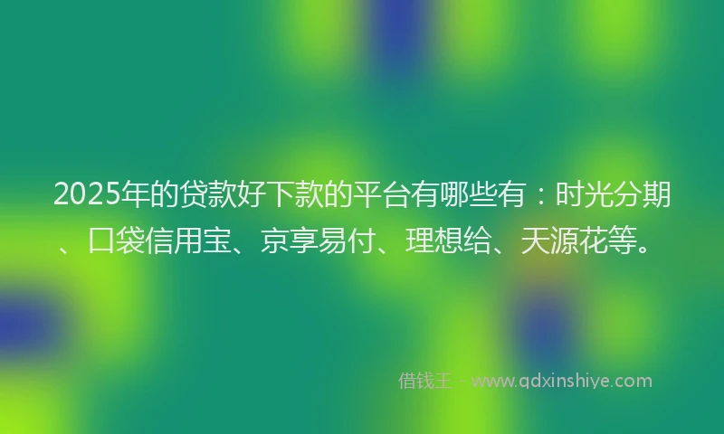 2025年的贷款好下款的平台有哪些有：时光分期、口袋信用宝、京享易付、理想给、天源花等。