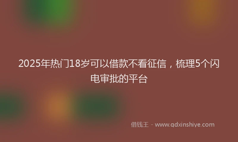 2025年热门18岁可以借款不看征信，梳理5个闪电审批的平台
