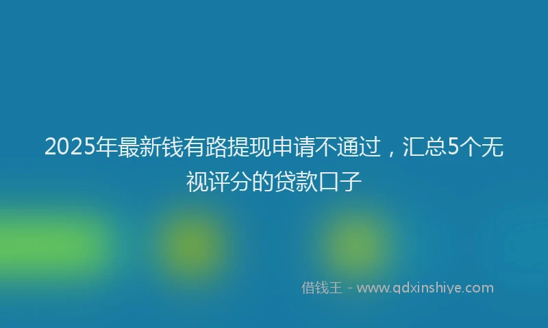 2025年最新钱有路提现申请不通过，汇总5个无视评分的贷款口子