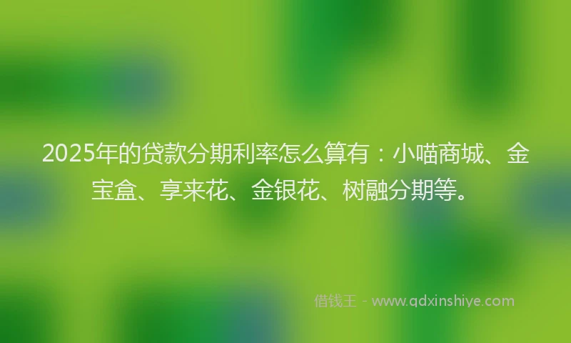 2025年的贷款分期利率怎么算有：小喵商城、金宝盒、享来花、金银花、树融分期等。