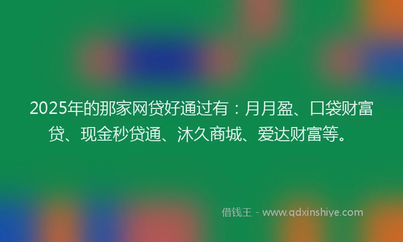 2025年的那家网贷好通过有：月月盈、口袋财富贷、现金秒贷通、沐久商城、爱达财富等。