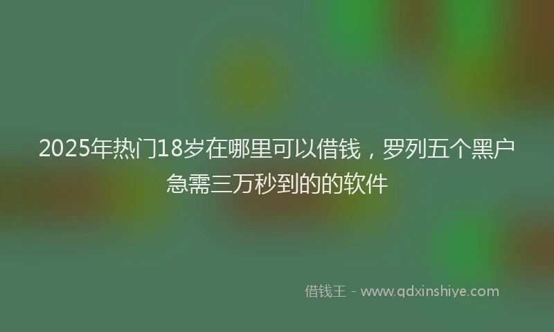 2025年热门18岁在哪里可以借钱，罗列五个黑户急需三万秒到的的软件