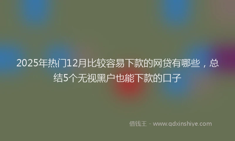 2025年热门12月比较容易下款的网贷有哪些，总结5个无视黑户也能下款的口子