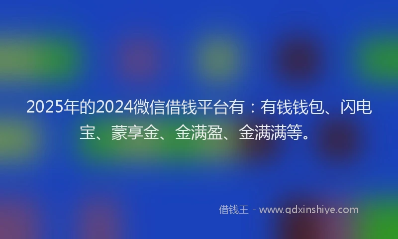 2025年的2024微信借钱平台有：有钱钱包、闪电宝、蒙享金、金满盈、金满满等。