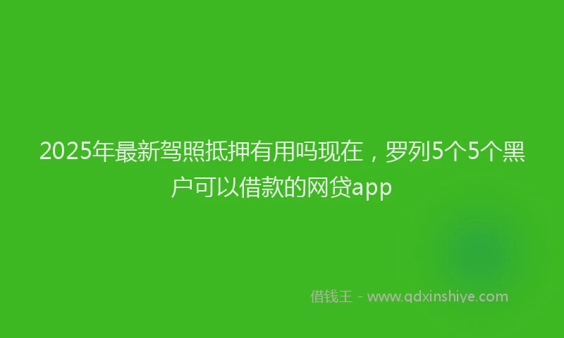 2025年最新驾照抵押有用吗现在，罗列5个5个黑户可以借款的网贷app