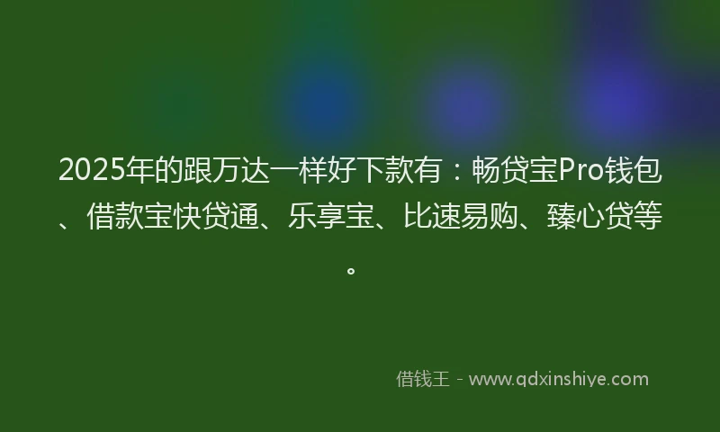 2025年的跟万达一样好下款有：畅贷宝Pro钱包、借款宝快贷通、乐享宝、比速易购、臻心贷等。