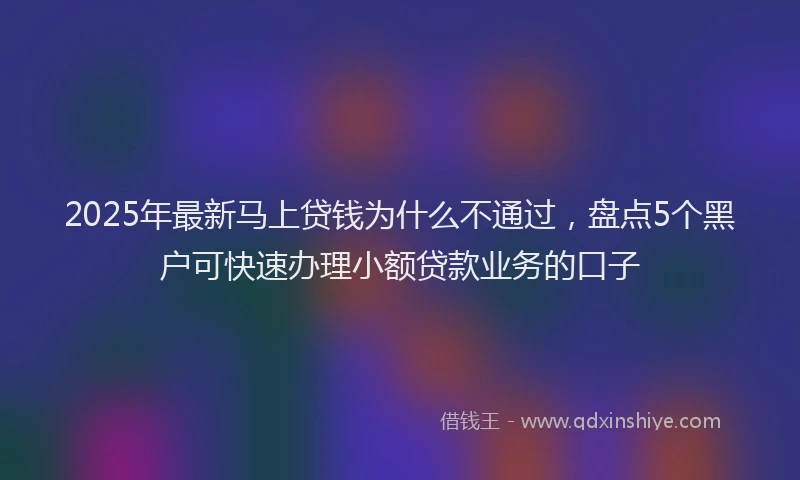 2025年最新马上贷钱为什么不通过，盘点5个黑户可快速办理小额贷款业务的口子