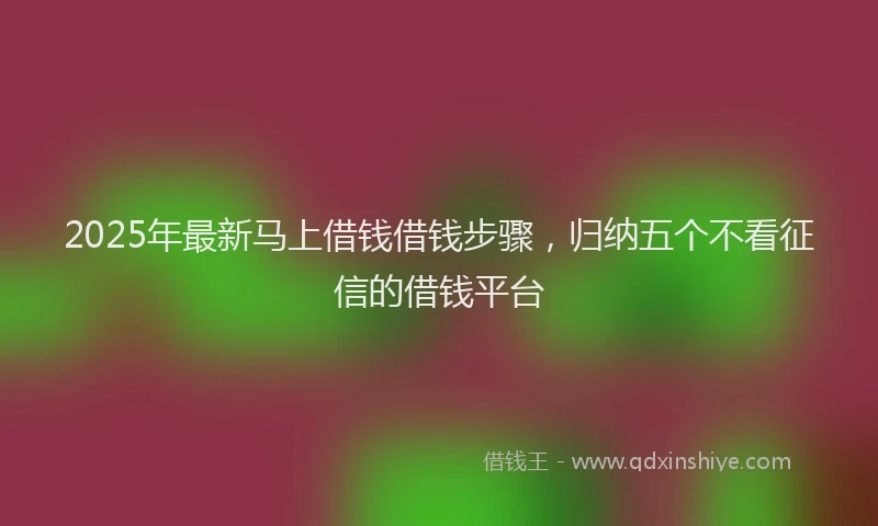 2025年最新马上借钱借钱步骤，归纳五个不看征信的借钱平台