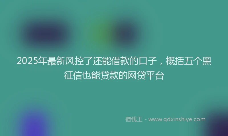2025年最新风控了还能借款的口子，概括五个黑征信也能贷款的网贷平台