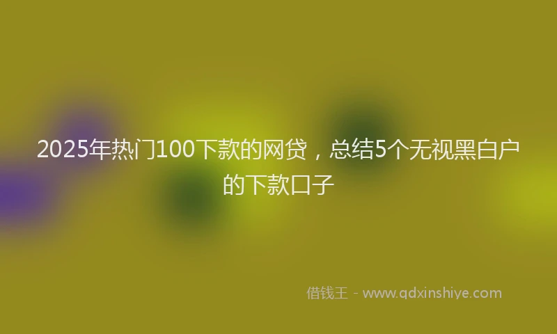 2025年热门100下款的网贷，总结5个无视黑白户的下款口子
