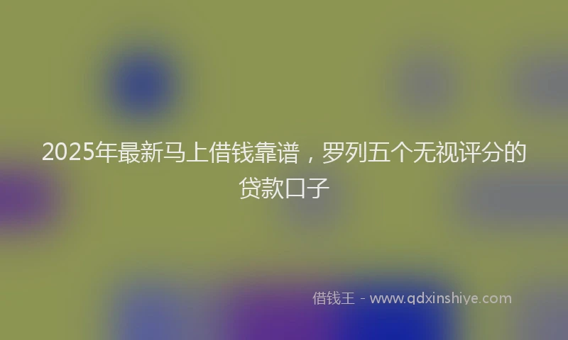 2025年最新马上借钱靠谱，罗列五个无视评分的贷款口子