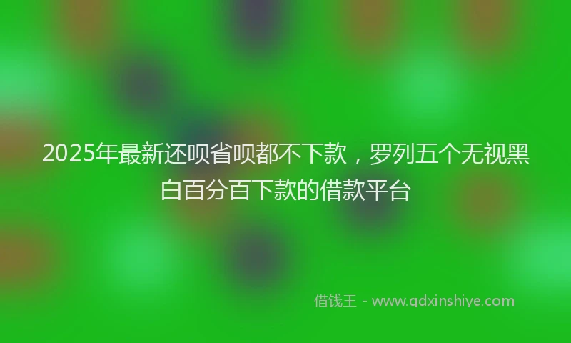 2025年最新还呗省呗都不下款，罗列五个无视黑白百分百下款的借款平台