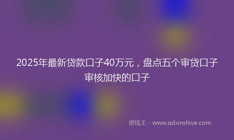 2025年最新贷款口子40万元，盘点五个审贷口子审核加快的口子