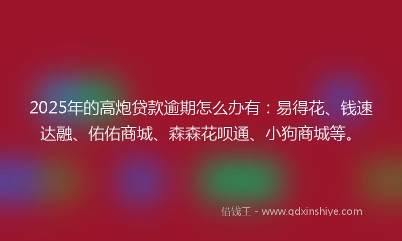 2025年的高炮贷款逾期怎么办有：易得花、钱速达融、佑佑商城、森森花呗通、小狗商城等。