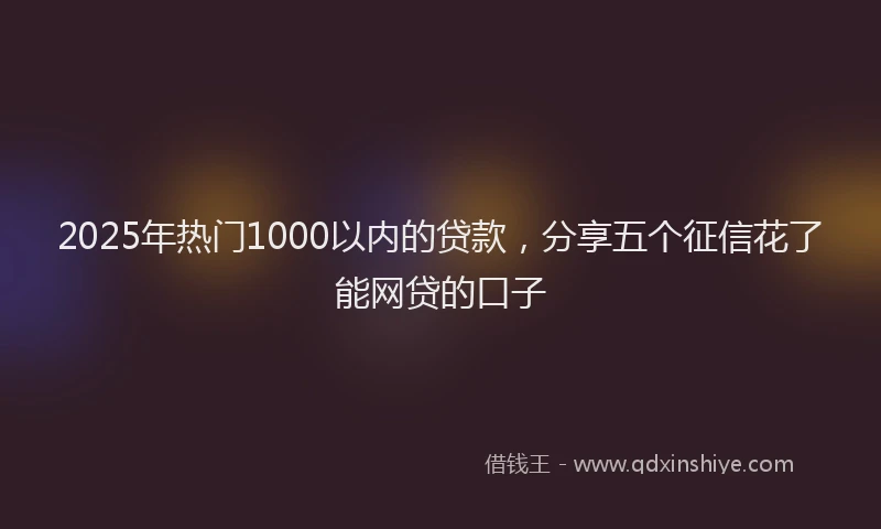 2025年热门1000以内的贷款，分享五个征信花了能网贷的口子