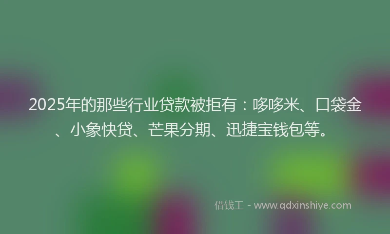 2025年的那些行业贷款被拒有：哆哆米、口袋金、小象快贷、芒果分期、迅捷宝钱包等。