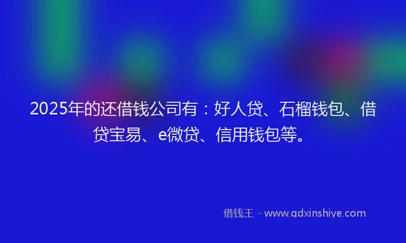 2025年的还借钱公司有：好人贷、石榴钱包、借贷宝易、e微贷、信用钱包等。
