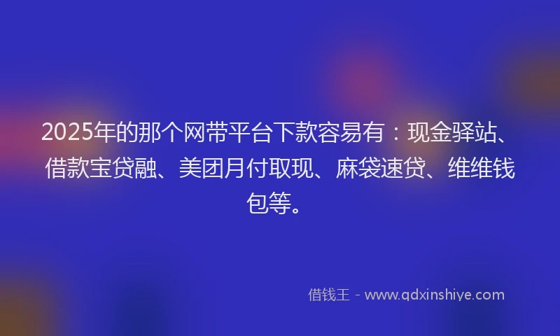 2025年的那个网带平台下款容易有：现金驿站、借款宝贷融、美团月付取现、麻袋速贷、维维钱包等。