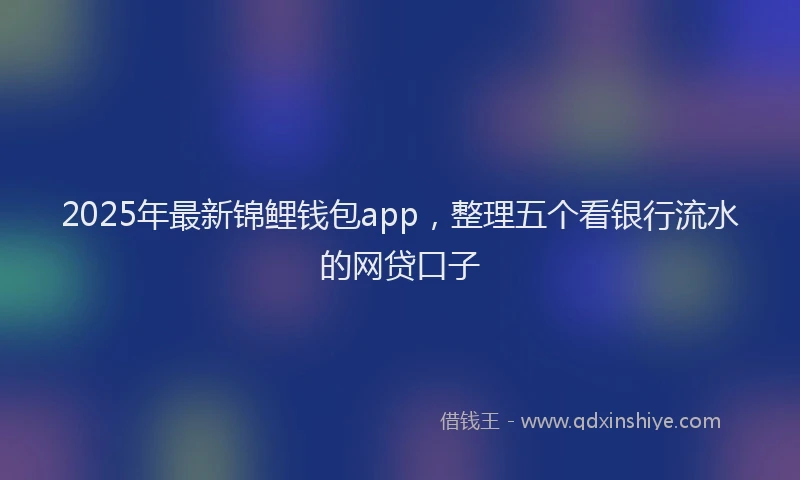 2025年最新锦鲤钱包app，整理五个看银行流水的网贷口子