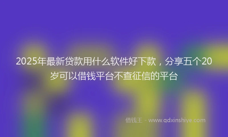 2025年最新贷款用什么软件好下款，分享五个20岁可以借钱平台不查征信的平台