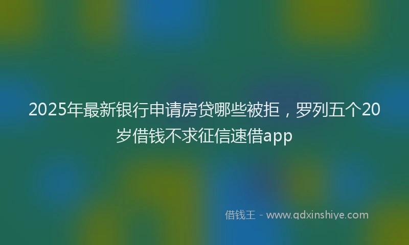 2025年最新银行申请房贷哪些被拒，罗列五个20岁借钱不求征信速借app