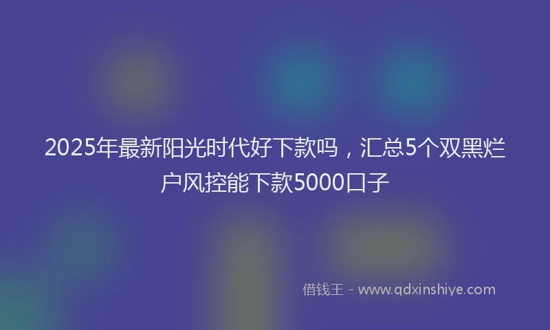 2025年最新阳光时代好下款吗，汇总5个双黑烂户风控能下款5000口子