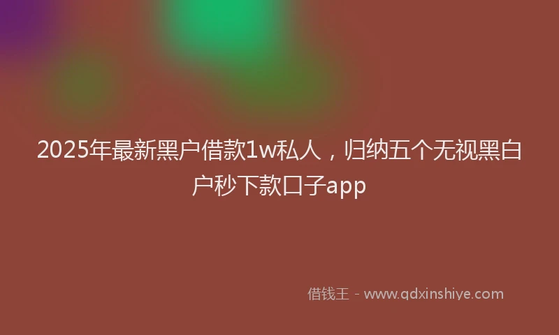 2025年最新黑户借款1w私人，归纳五个无视黑白户秒下款口子app