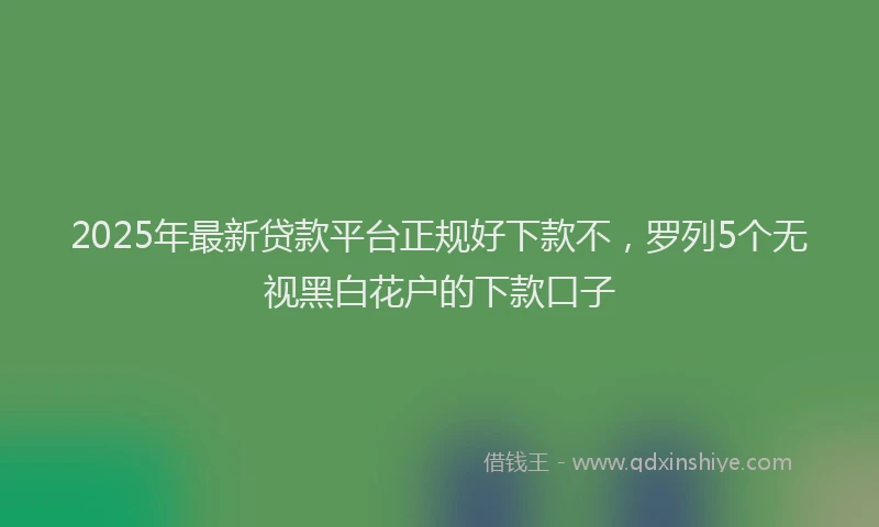 2025年最新贷款平台正规好下款不，罗列5个无视黑白花户的下款口子