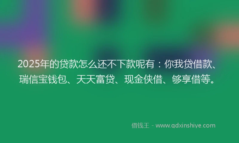 2025年的贷款怎么还不下款呢有：你我贷借款、瑞信宝钱包、天天富贷、现金侠借、够享借等。