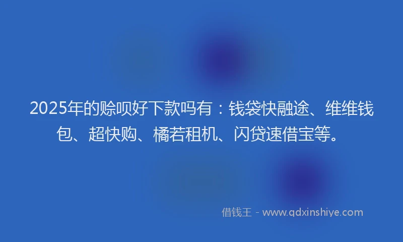 2025年的赊呗好下款吗有：钱袋快融途、维维钱包、超快购、橘若租机、闪贷速借宝等。