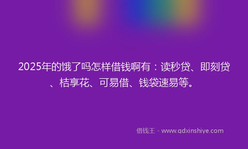2025年的饿了吗怎样借钱啊有：读秒贷、即刻贷、桔享花、可易借、钱袋速易等。